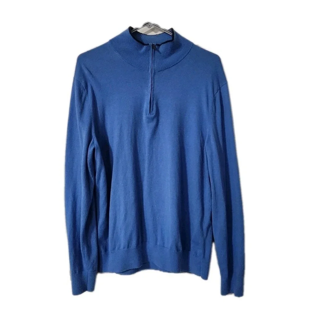 Banana Republic Sweater Men's Large Blue 1/4 Zip Casual Preppy Grandpacore Dad